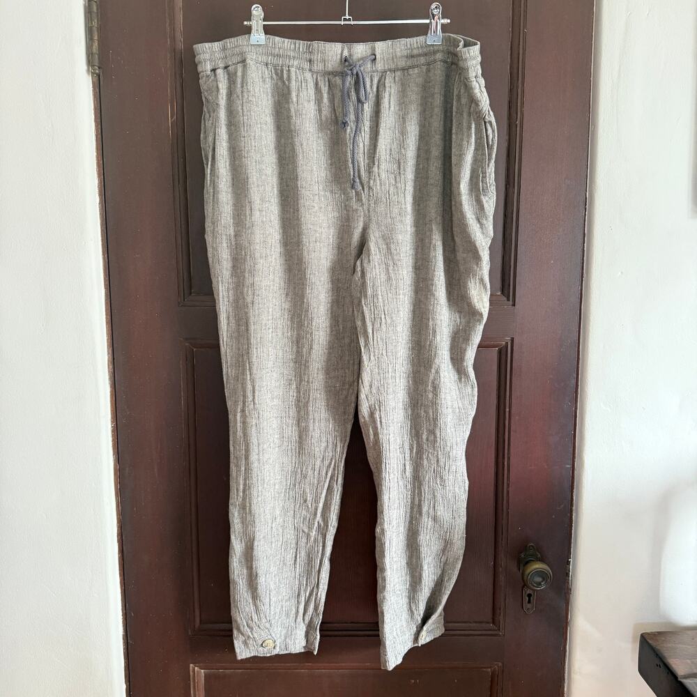 POETRY | Linen Cotton Blend Crinkle Gauze Relaxed Tapered Pant | Size 18 - Picture 2 of 8
